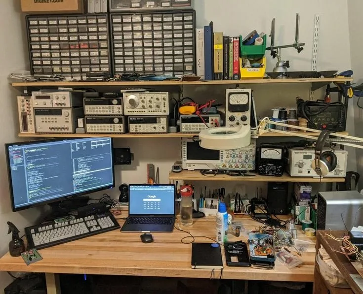 Laptop repair workbench with diagnostic equipment at Renew Laptop Ahmedabad